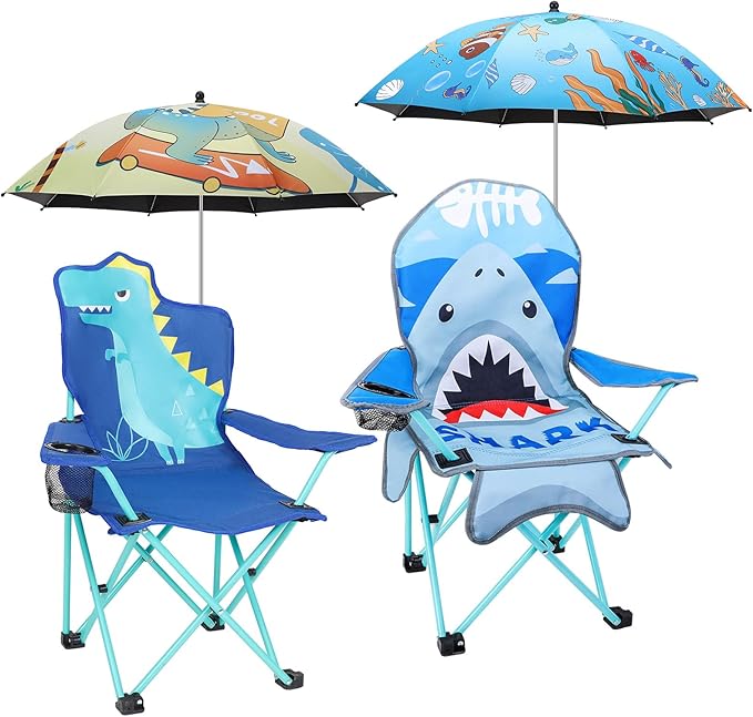 KABOER Kids Outdoor Folding Lawn and Camping Chair with Cup Holder and Carrying Bag, Children's Camping Chairs