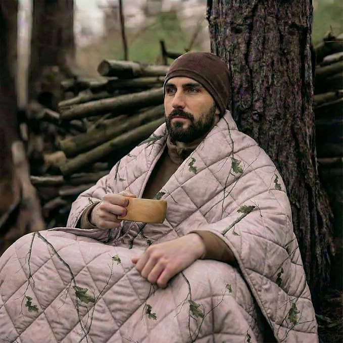 LOOGU Camo Blanket Waterproof Insulation Poncho Liner for Outdoor Camping, Hiking, Hunting, Survival, Backpacking, Picnicking