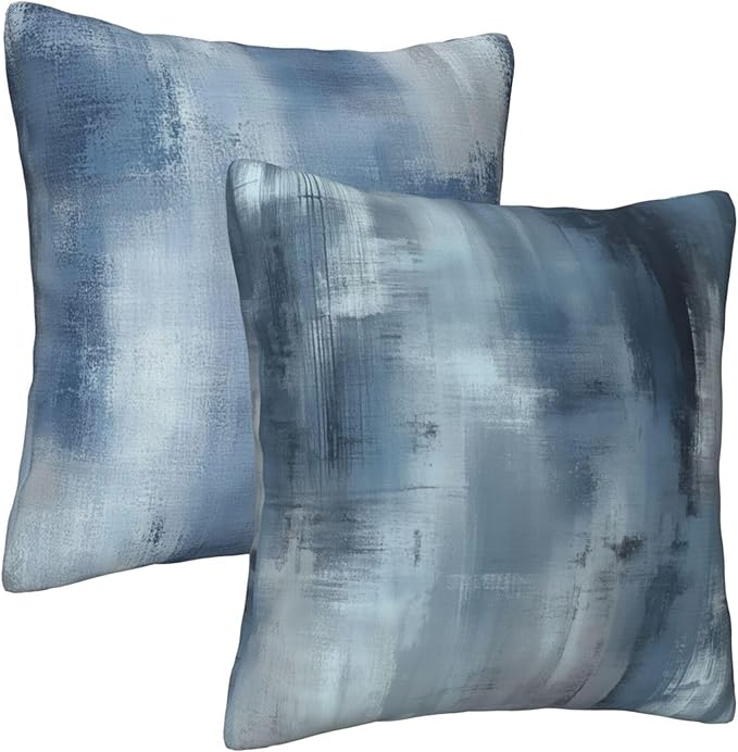 Blue Abstract Throw Pillow Covers 18x18 inch Set of 2 Pillow Case Cushion Cover for Home Sofa Couch Living Room Car Decor