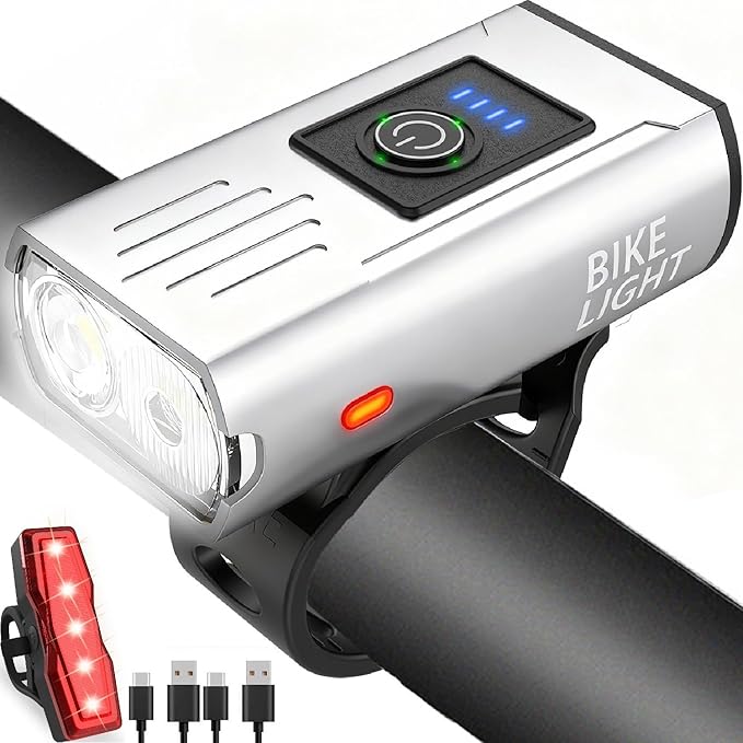 Victoper Bike Light, High Lumens Super Bright Bicycle Lite, 6+4 Modes USB Rechargeable Bike Headlight & Taillight Set, Waterproof Safety Bike Front & Rearlight for Road, Mountain, Night Riding
