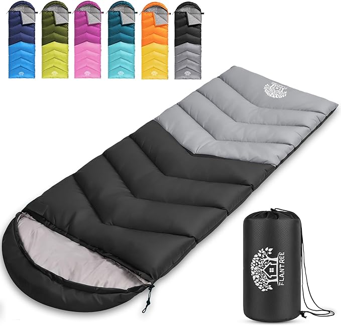 Sleeping Bag 4 Seasons Adults & Kids for Camping Hiking Trips Warm Cool Weather,Lightweight and Waterproof with Compression Bag,Indoors Outdoors Activities