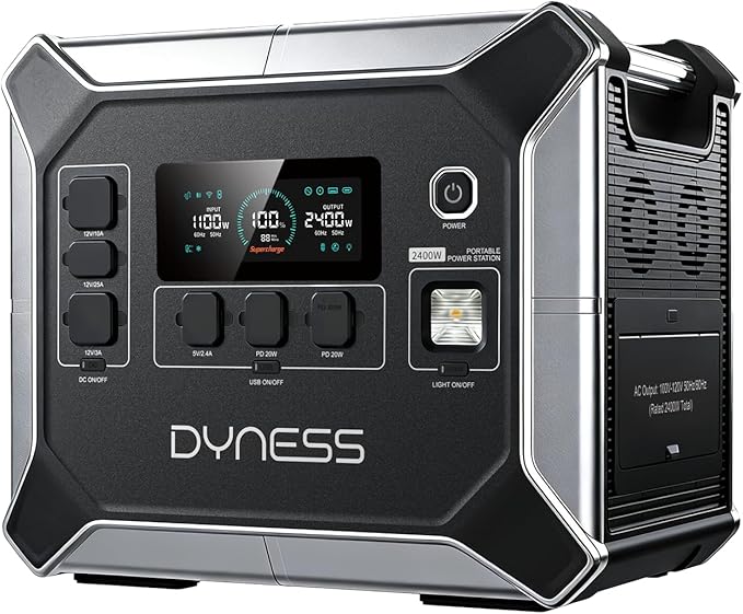 DYNESS 2048Wh Portable Power Station, 2400W Solar Generator with UPS, APP Control, LiFePO4 Battery, 13 Outputs, Quiet Backup Power for Home, RV, Camping