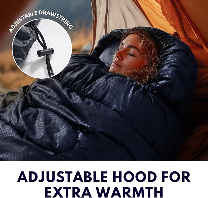 Sleeping Bags for Adults Cold Weather & Warm,Backpacking Camping Sleeping Bag for Tall Girls Boys,Lightweight,Compact,Waterproof Camping Gear for Traveling,Hiking,Hotel,Outdoor & Indoor