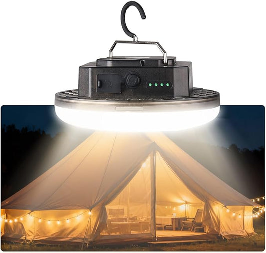 LED Camping Lantern, USB-C Rechargeable 5000LM 20H Runtime, 4 Modes with SOS, IPX5 Waterproof, Magnetic Base & Foldable Hook for Outdoor, Tent, Emergency & Hurricane