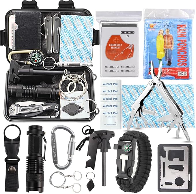 EMDMAK Survival Kit Outdoor Emergency Gear Kit for Camping Hiking Travelling or Adventures