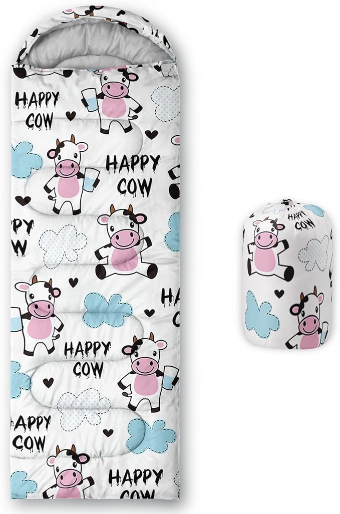 QOOMO Axolotl Cute Camping Sleeping Bags,3 Season Warm & Cool Weather,Lightweight,Waterproof Sleeping Bags for Adults & Kids,Traveling,and Outdoors