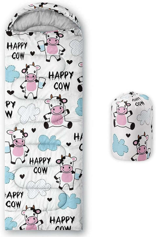 QOOMO Axolotl Cute Camping Sleeping Bags,3 Season Warm & Cool Weather,Lightweight,Waterproof Sleeping Bags for Adults & Kids,Traveling,and Outdoors