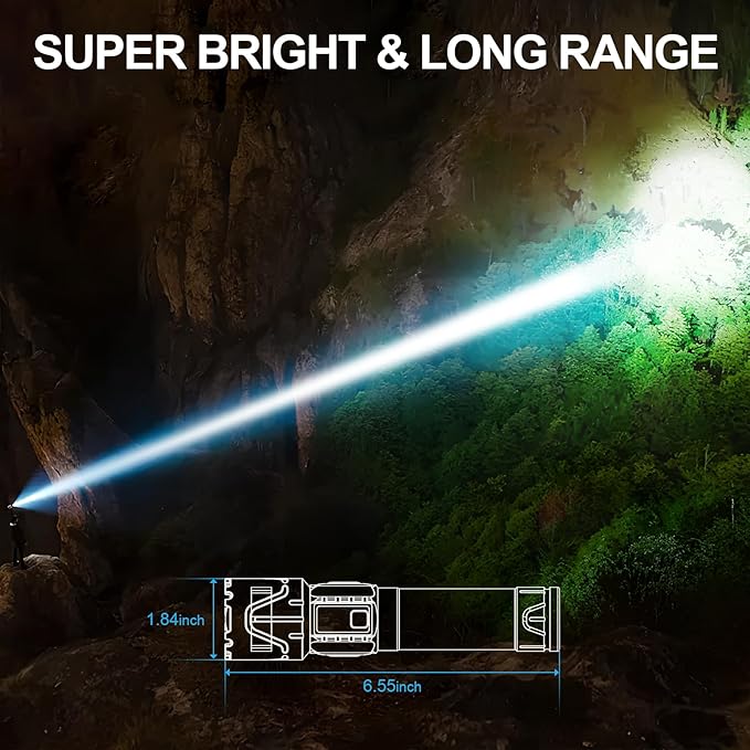 Banral Rechargeable Flashlights High Lumens - Super Bright LED Tactical Flash Light, Powerful Waterproof Handheld USB C Flashlight for Camping,Emergencies,Home,5 Modes,Zoomable (2, Gold)