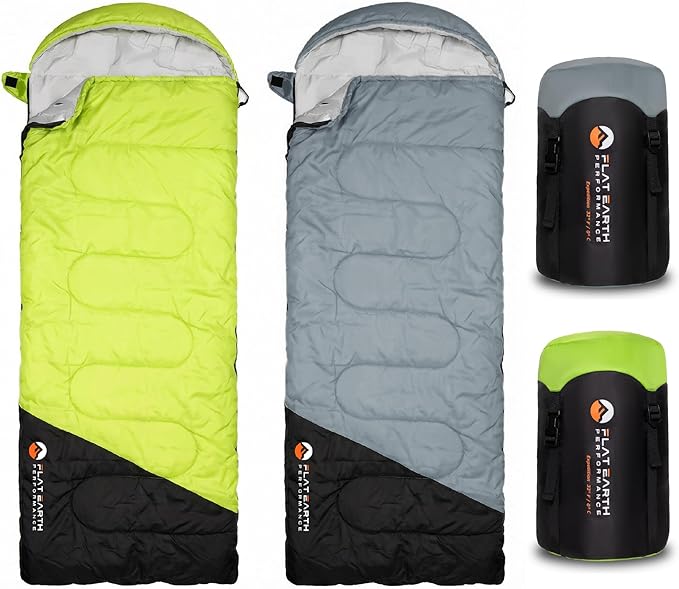Expedition Camping Sleeping Bags with Compression Sack – 32°F/0°C Lightweight Camping Sleeping Bag for Camping & Hiking, Water-Resistant, Fits Adults & Teens Up to 6'0"