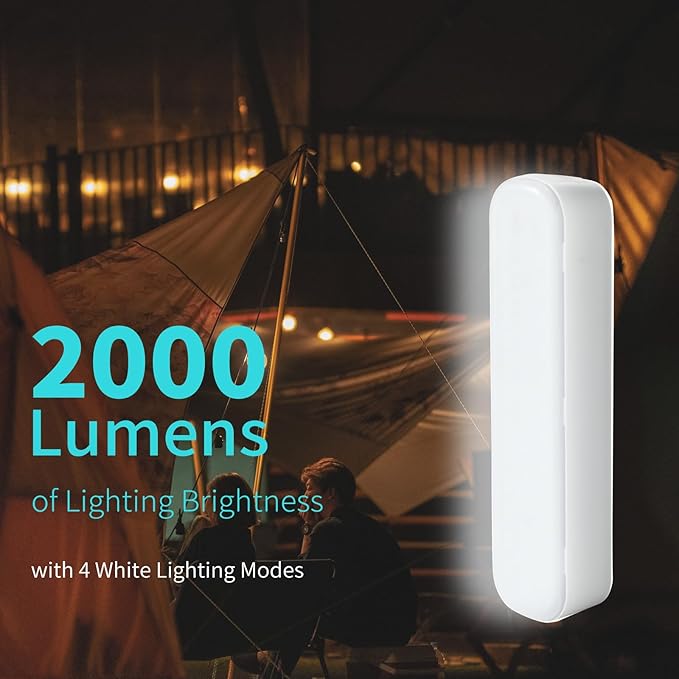 Solar Rechargeable Camping Lantern - 2000 Lumens, 4 Light Modes, Solar & USB Charging (White)