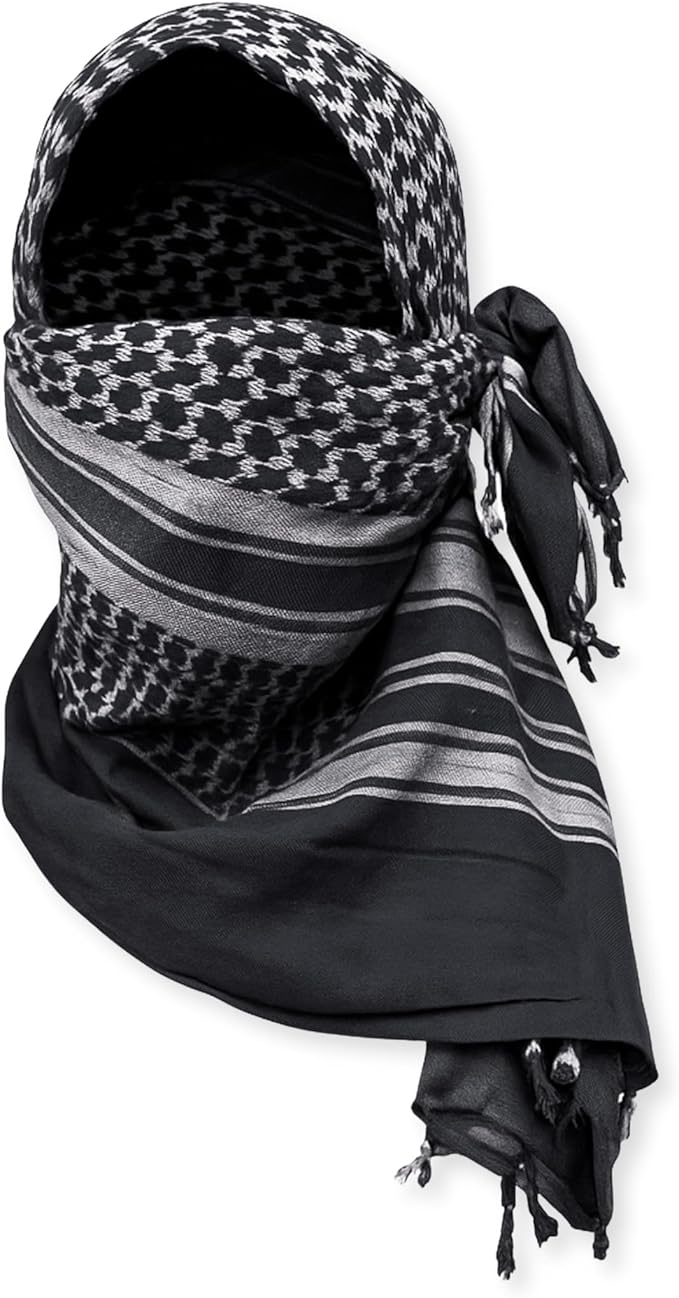 M MCGUIRE GEAR Shemagh Tactical Scarf, Middle Eastern Desert Hood, Bandana, Keffiyeh, Military Style, 100% Cotton, 42" x 42"