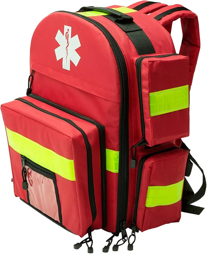 NOVAMEDIC First Aid Empty EMT Tactical Backpack Bag ,17"x6"x9", for Emergency and First Responder Trauma Treatment Oxygen O2 Tank and Medical Supplies Back Pack, Red