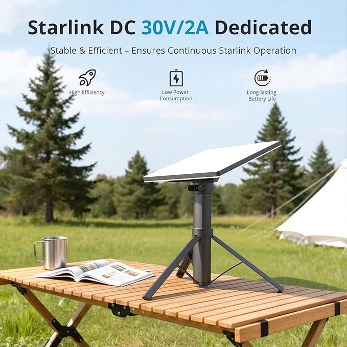 MikeBros Starlink Mini Power Mount with Integrated Tripod 45000 mAh Battery Pack for 6 Hours Large Capacity Power Bank Stand,Action Camera Bracket,Type-C Fast Charging for Outdoor Camping