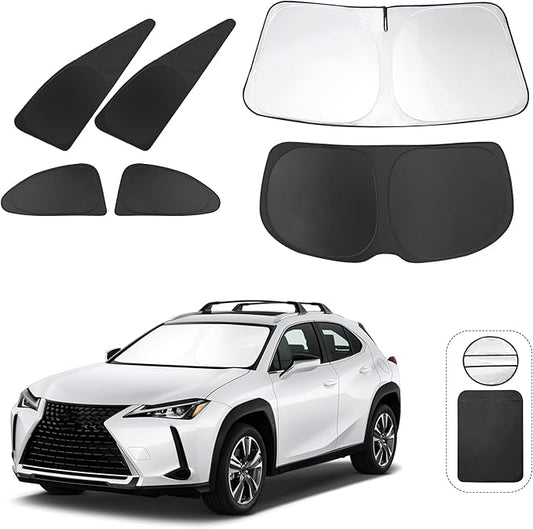 TINGLU Window Shades for Lexus UX 2019-2025 2026 Accessories Car Side Full Windows Windshield Sun Shade Sun UV Rays & Privacy Protection for Camping,Napping,and Relaxing 6PCS