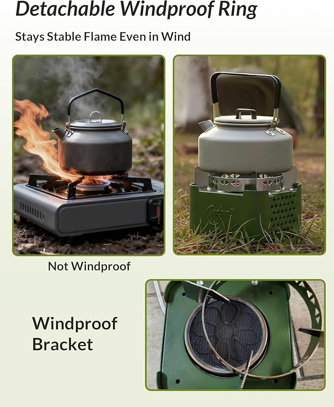 Indwell Infrared Propane Camping Stove - CSA Certified Portable Gas Stove with 23inch Extended Hose & Piezo Ignition, Windproof Single Burner for Backpacking, Hiking, Fishing & Emergency Preparedness