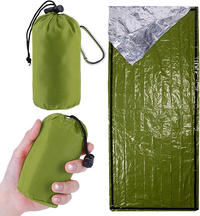 Emergency Sleeping Bag - Portable Emergency Blanket for Survival Gear, Thermal Bivy Sack with D-Type Buckle, Waterproof & Lightweight for Camping, Hiking, Outdoor (2/3/5 Pack)
