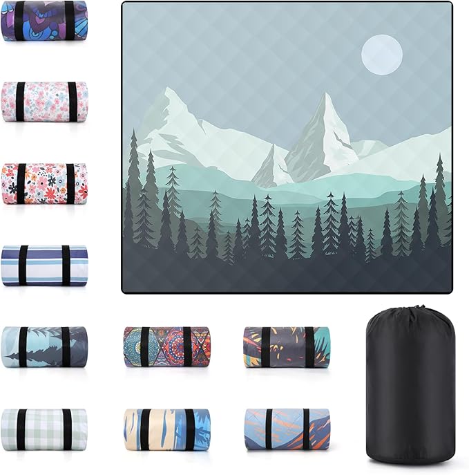 60x80" Waterproof Picnic Blankets Outdoor Sandproof Beach Blanket Foldable Big Ground Grass Mat Family Tent Camping Rug Backpacking Hiking Essentials Gifts Rv Car Travel Roadtrip Must Have