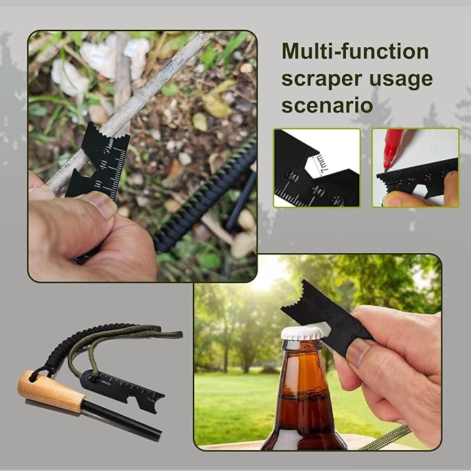 Fire Starter Kit with Ferro Rod & Tinder – Easy Survival Fire Starter for Camping, Hiking, Bushcraft & Emergency, Works in Rain, Wind & Cold, Perfect for Beginners & Outdoor Enthusiasts
