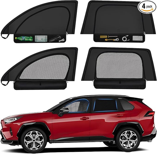 ZATOOTO Car Window Shades for 2019-2024 Toyota RAV4, Double Layer Car Window Covers with Zipper for Airflow & Privacy Toyota RAV4 Side Window Sun Shade Window Screen with Storage Bag for Camping