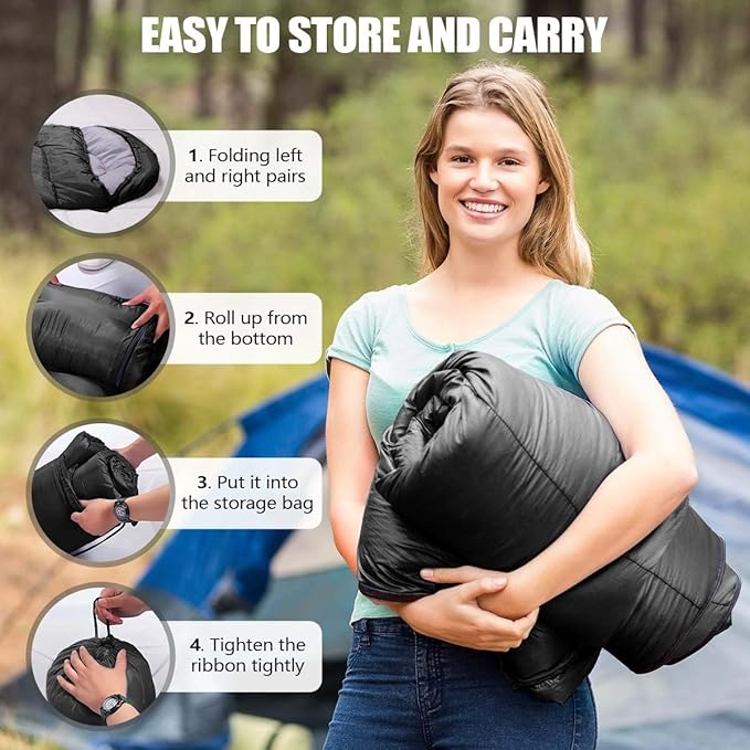 OBTANIM Sleeping Bags Portable Waterproof Camping Sleeping Bag for Adults Kids 4 Seasons Cold Weather or Warm Backpacking Hiking Travel Indoor Outdoor Use