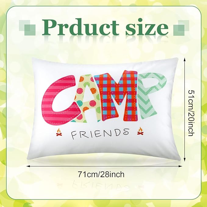 Moukeren Camp Friends Girl Autograph Pillowcase Summer Camp Pillowcase Travel Pillow Case Travel Pillow Cover for Kids Package Stuff Essentials Sleepaway Accessories (Multi Colors,1 Pcs)