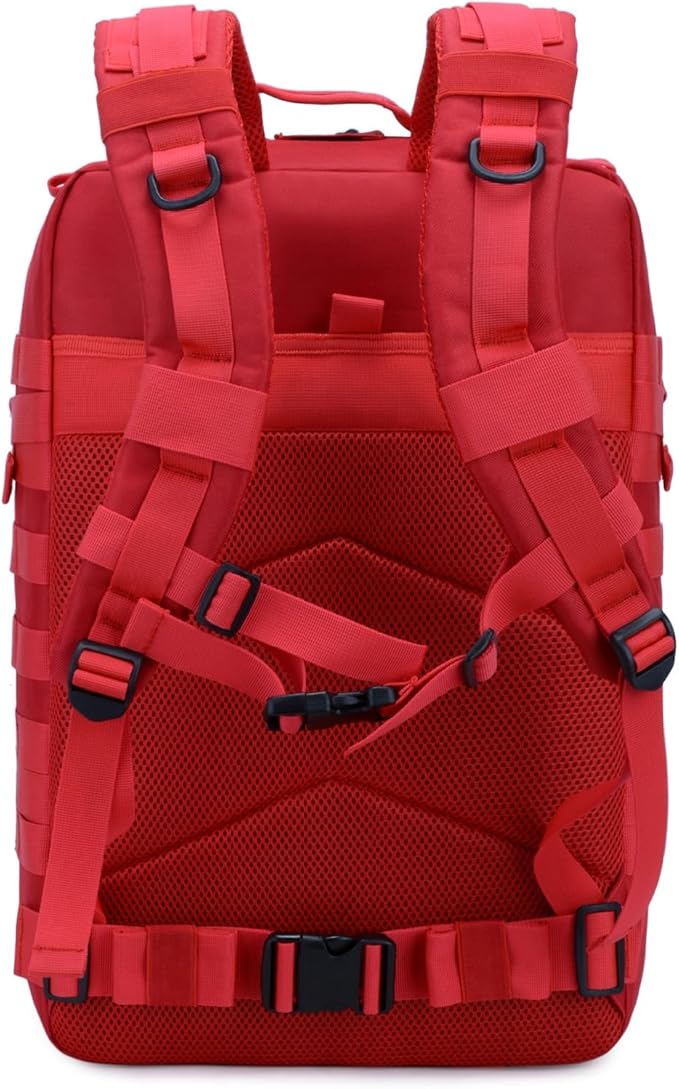 45L Military Tactical Backpack for Men & Women Bug Out Bag Assault pack Molle Daypack Hiking Trekking Rucksack(Red)