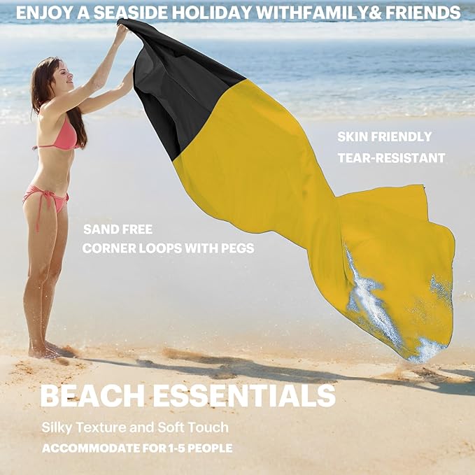 Beach Blanket Sandproof Waterproof, Beach Essentials Extra Large Beach Mat, 79" x 55" Oversized Durable Outdoor Picnic Mat Storage Bag for 1-4 Adults, Beach Accessories for Travel, Camping, Hiking