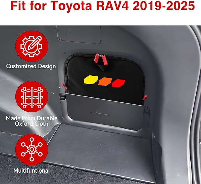 Trunk cubby storage bag Cargo side pocket compatible with RAV4 2019+ backpack organizer car trunk accessories (Tricolor)