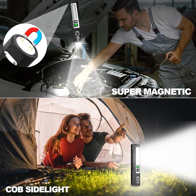 Banral Rechargeable Flashlights High Lumens - Super Bright Small Pocket Magnetic Flashlight, 8 Modes LED Tactical Flash Light, Dual Button Powerful Flashlight for Camping,Stocking Stuffer for Men
