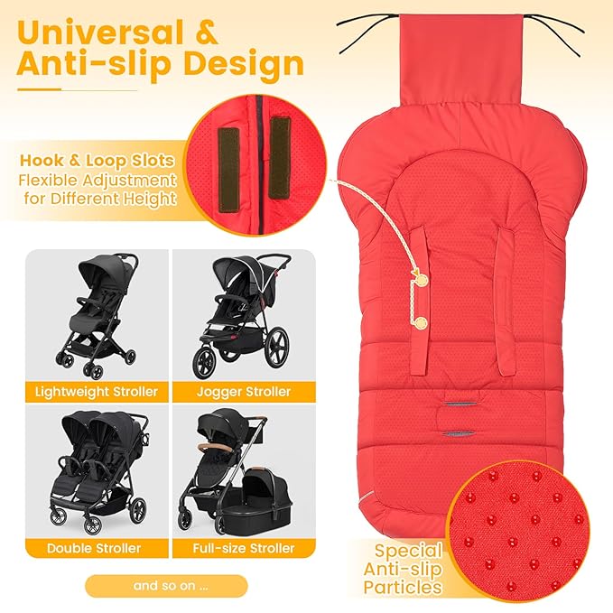 Orzbow Warm Bunting Bag Universal, Stroller Sleeping Bag Cold Weather, Waterproof Toddler Footmuff (Red, Large)