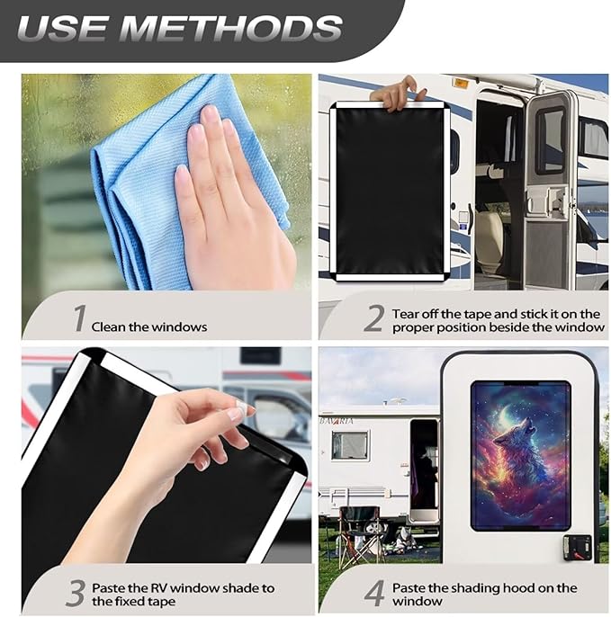 Rv Door Window Shade,Wolf Galaxy Camper Sun Shade Windshield Blackout Cover,RV Accessories Fits for RV Interior Door Window