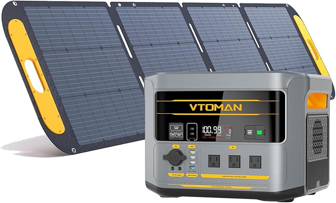 VTOMAN FlashSpeed 2400 Portable Power Station With 200WPro solar panel, 1408Wh LiFePO4 (LFP) Battery, Full Charge in 58 Min,2400W(Peak 3200W) Solar Generator for Home Backup Power, Camping & RVs