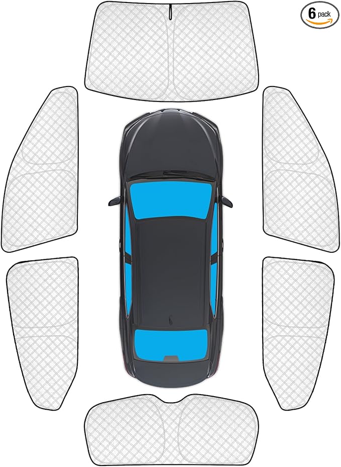 KMF 6pcs Thicken Sun Shades for Toyota Corolla 2020-2025 Accessories (Not Corolla Cross), Full Car Window Covers for Windshield Side Rear, UV Block and Privacy Blackout for Camping