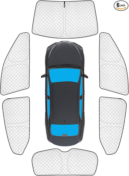 KMF 6pcs Thicken Sun Shades for Toyota Corolla 2020-2025 Accessories (Not Corolla Cross), Full Car Window Covers for Windshield Side Rear, UV Block and Privacy Blackout for Camping