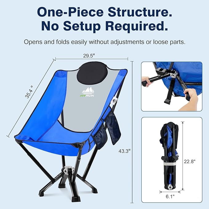 MTRVR Utility-Grade High-Back Folding Chair — Stable One-Piece Structure, Extended Back Support for Longer Sitting, Reinforced Aluminum Frame, Portable Chair for Camping, RV & Outdoor Use