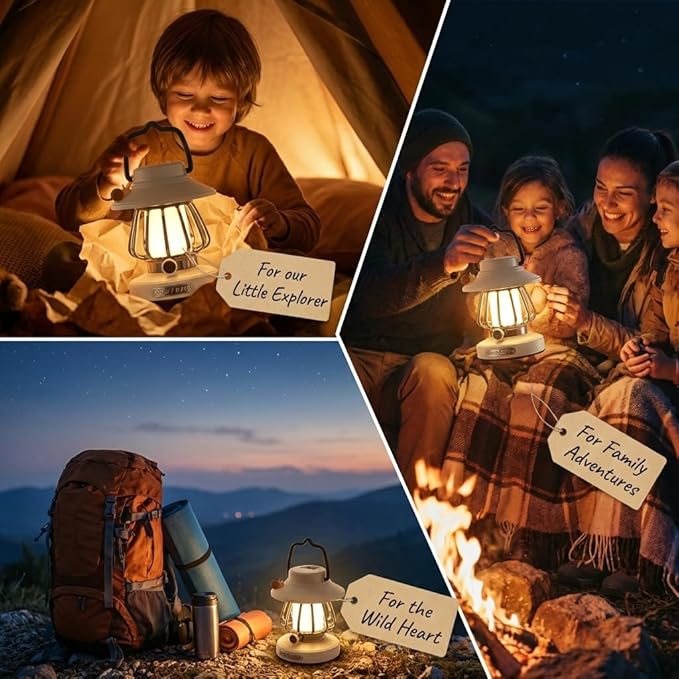 Kids Lantern with 3 Color Dimmable & USB-C Charging, Boys Night Light for Bedroom, Indoor Outdoor Adventures & Emergency Use Toddler Flashlight Camping Essentials for Kids (White)
