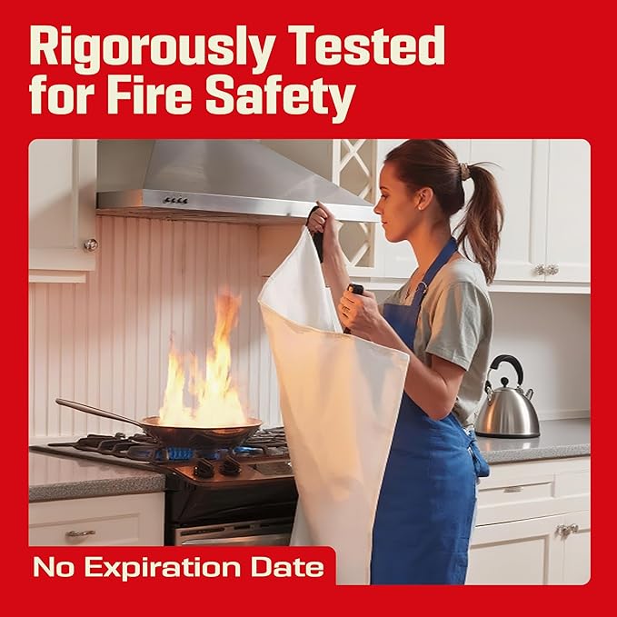Emergency Fire Blanket 4 Pack 40"x40", Essential Fire Safety Blanket for Kitchen Home Garage Car Camping