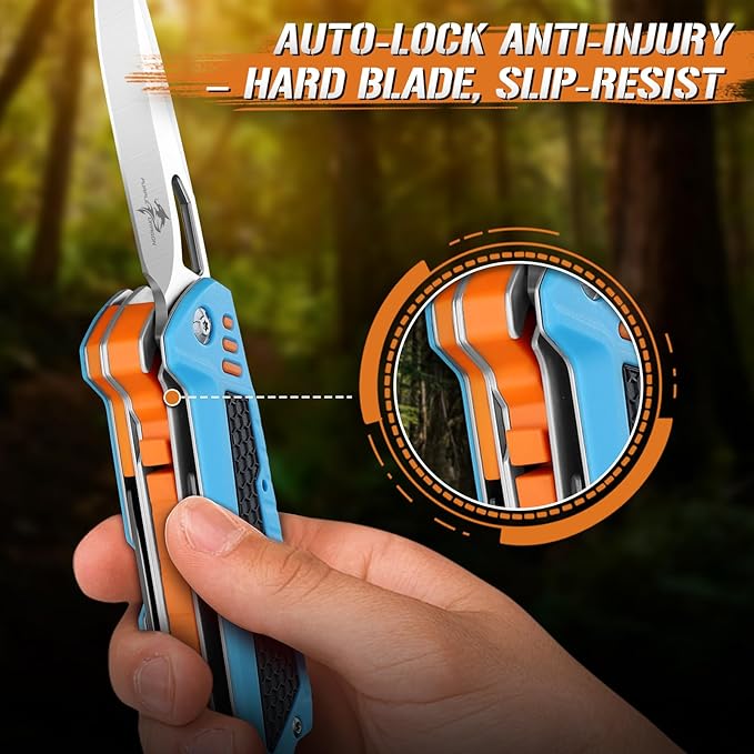 Purple Dragon Multitool,13-in-1 Pocket Knife with Sheath,Perfect for Camping, Hiking & Outdoor Use, Gift for Men Dad Husband– Blue