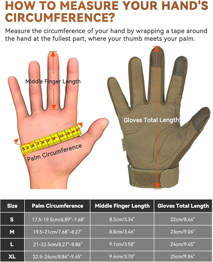 KUMGIM Tactical Gloves for Men, Motorcycle Military Combat Gloves Black Airsoft Gloves Touchscreen for Airsoft Outdoor Hunting Shooting Paintball Work Motorcycling Climbing