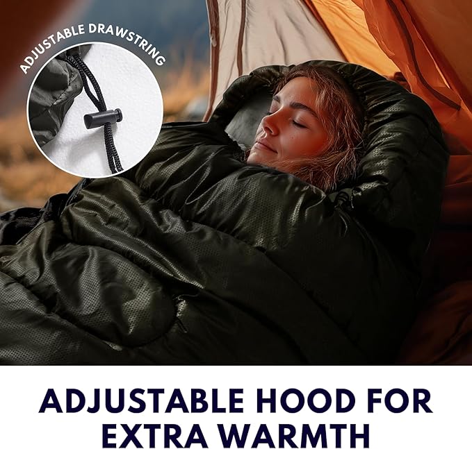 Sleeping Bags for Adults Cold Weather & Warm,Backpacking Camping Sleeping Bag for Tall Girls Boys,Lightweight,Compact,Waterproof Camping Gear for Traveling,Hiking,Hotel,Outdoor & Indoor