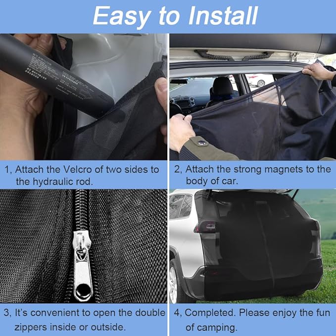 Breathable Mesh Magnetic Car Tent for UV Sun Protection Ventilation Privacy Protection Tailgate Mosquito Net for SUV MPV (XL)