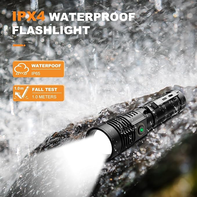 Hoxida LED Rechargeable Flashlights High Lumens - 1500 Meters Long Beam Super Bright LED Magnetic Flashlight USB Zoomable 5Modes Small Long Beam Spotlight Flashlight for Hiking, Camping, 3pcs