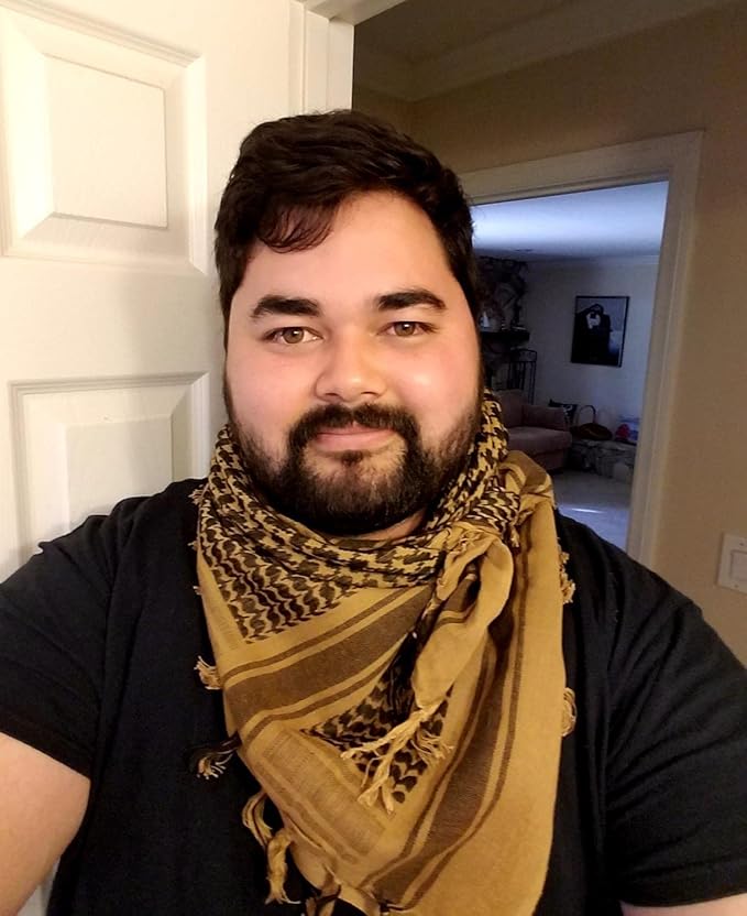 Explore Land Cotton Shemagh Keffiyeh Tactical Desert Scarf Neck Head Wrap with Tassel for Men Women