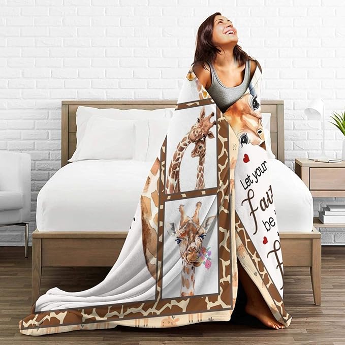 Giraffe Blanket Soft Cozy Cute Giraffe Throw Blanket Warm Giraffe Flannel Fleece Plush Blanket Bedding Stuff Animal Decor Blanket Gifts for Lover Kids Girls Boys Women Adults 50"x60"