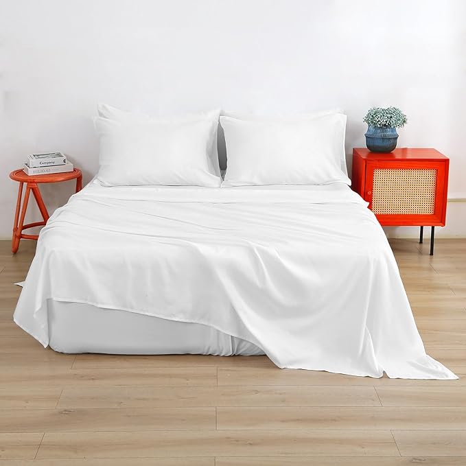 Air Mattress Sheet Set Full Size,6 Piece Deep Pocket Bed Sheet Set for 16-24 Inch Air Bed,Easy Inflate Access,Perfect for Guest Room, RV, Camping,White