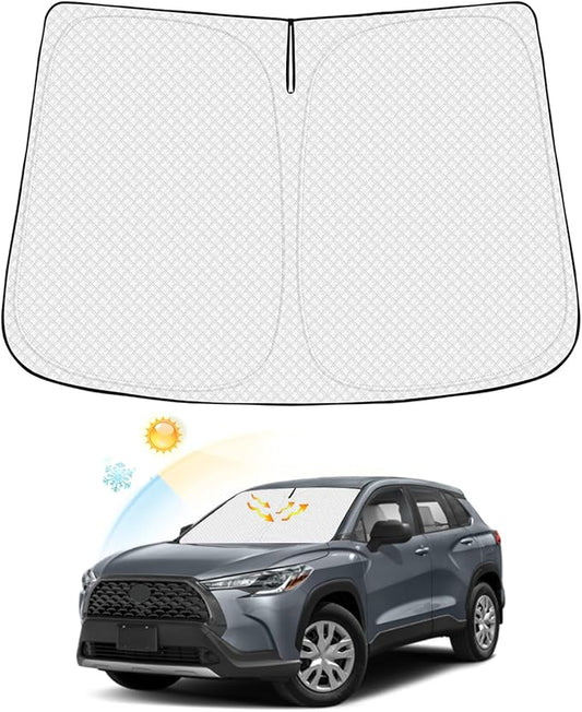 Canvcle Windshield Sun Shade for 2022-2026 Toyota Corolla Cross (Not for Corolla) Accessories Thicken 6-Layer Front Window Sunshade Cover Sun Visor Protector Foldable Block UV Rays Keep Vehicle Cool