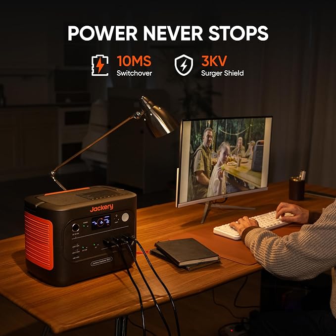 Jackery Explorer 1500 v2 Solar Generator, 1536Wh LiFePO4 Power Station with 200W Solar Panel, 2000W Output (4000W Peak), 1 H Fast Charge, 10ms UPS, for Outdoor, Emergency Backup, Camping, RV, Off-Grid