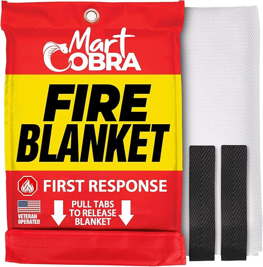 Mart Cobra Emergency Fire Blanket for Home and Kitchen - 1 Pack - Fire Blankets Emergency for Home Safety 40” x 40” - Suppression Shield Retardant Extinguisher Fiberglass Welding Fireproof Cloth Towel