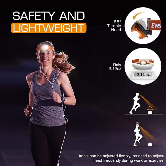 EverBrite Headlamp, 2 Pack Kids Headlamp with Red Light and Memory Function, Head Lamp for Adults and Kids with 5 Modes, Bright Headlamps for Camping, Running, Christmas Gifts, Batteries Included