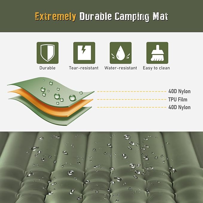 Elegear CumbreX Single Sleeping Pad for Camping, 4.7" Ultra-Thick Inflatable Camping Sleeping Pad with Built-in Foot Pump & Quick Inflation, Portable Camping Sleeping Mat for Backpacking Hiking Tent